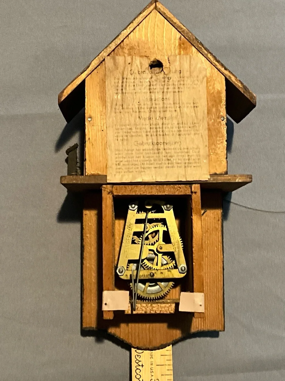 Vintage Made in Germany Non Working Cuckoo Clock Home Decor Or Repair